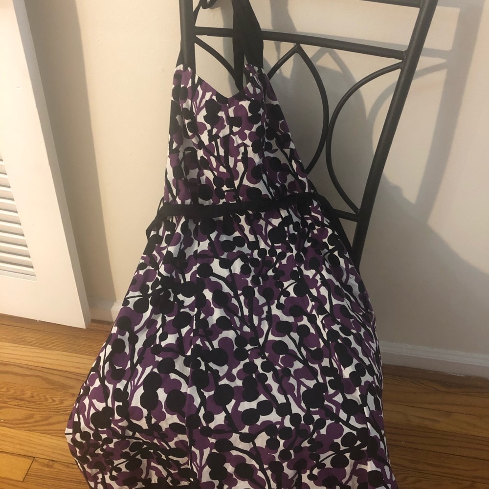 White and purple midi dress